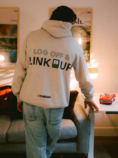 The “Log Off & Link Up” Faded Hoodie
